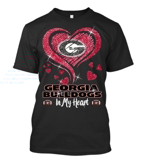 Georgia Bulldogs Glitter Heart In My Heart T-Shirt