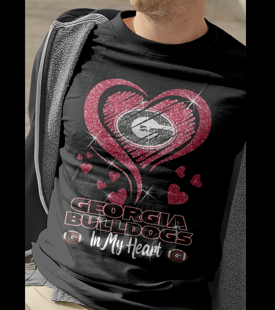 Georgia Bulldogs Glitter Heart In My Heart T-Shirt
