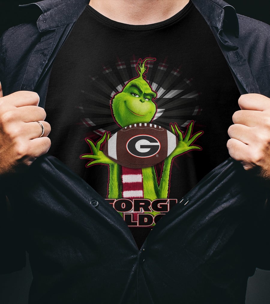 Grinch Holding Georgia Bulldogs Football T-Shirt