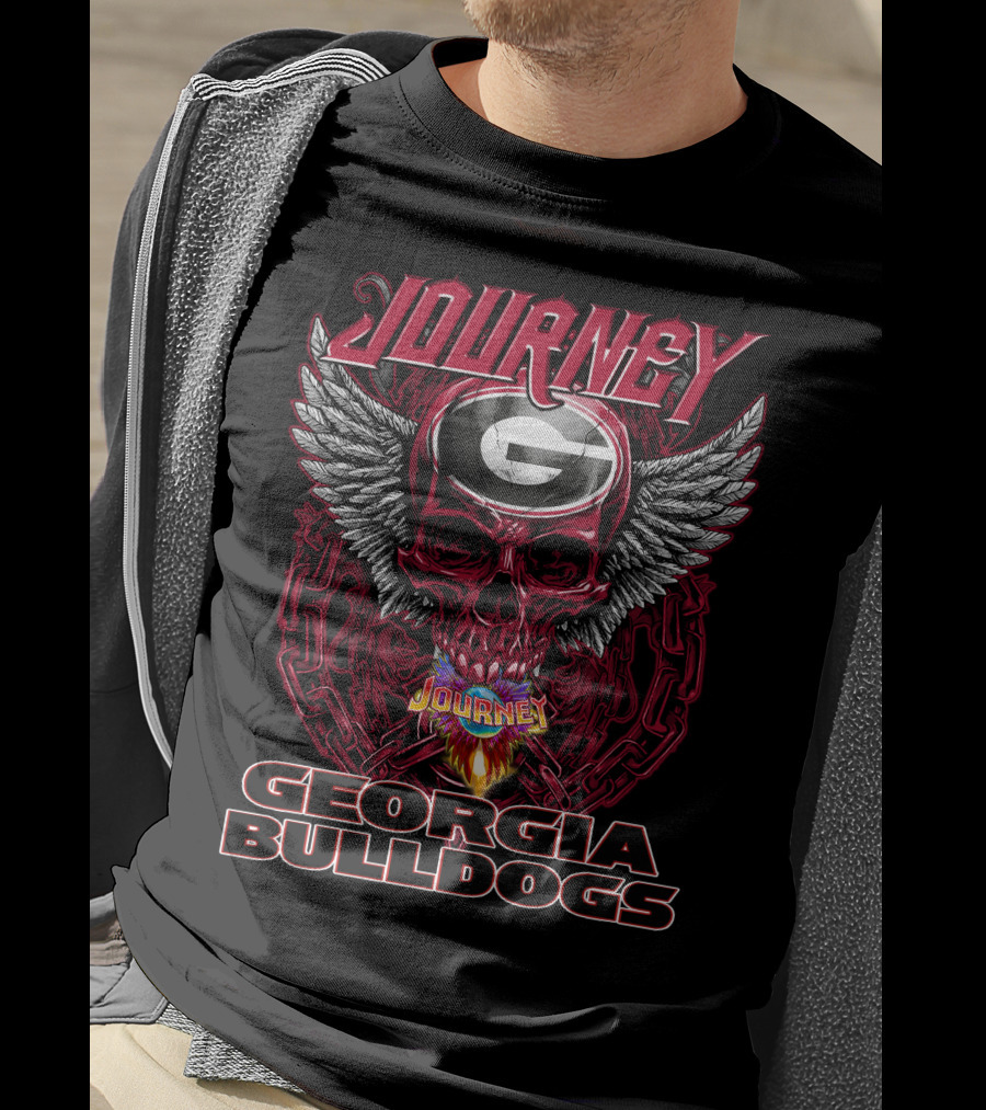 Journey Georgia Bulldogs Skull Wings T-Shirt