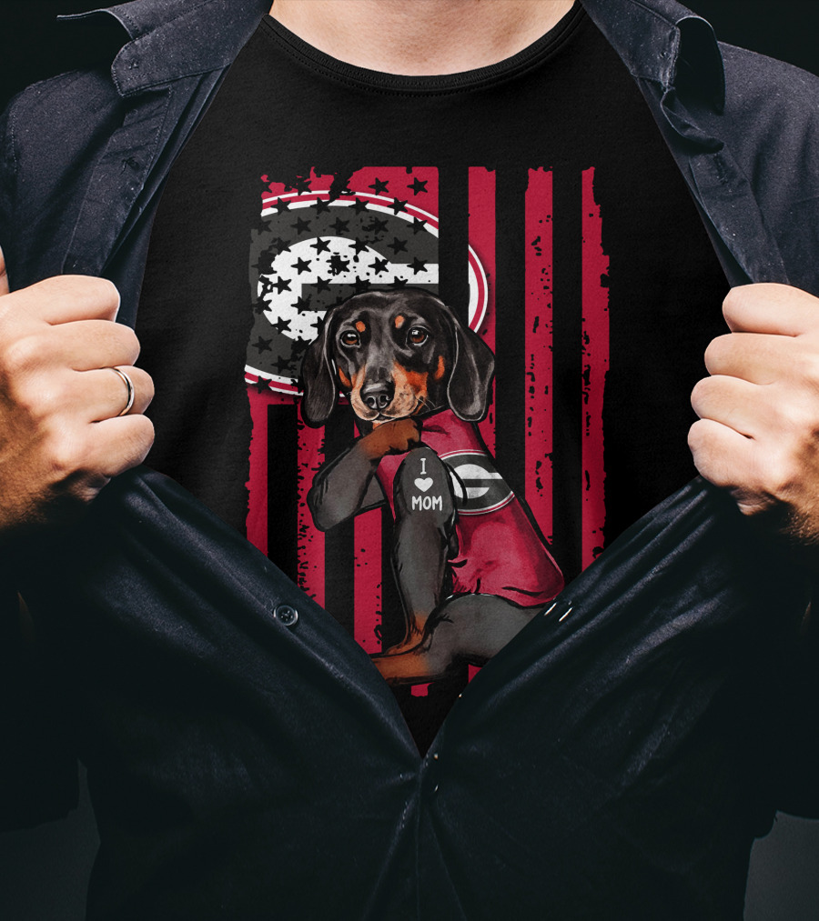 Dachshund Georgia Bulldogs I Love Mom T-Shirt