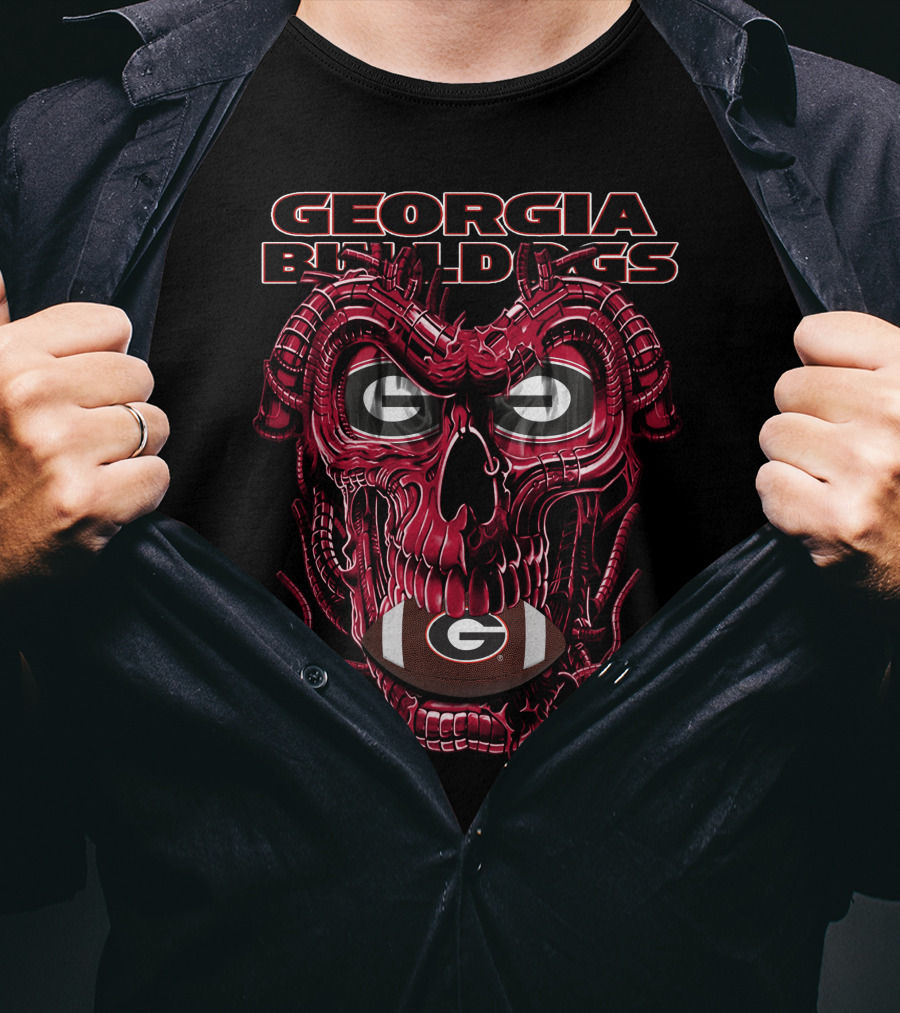 Georgia Bulldogs Dragonskull G Logo Football T-Shirt