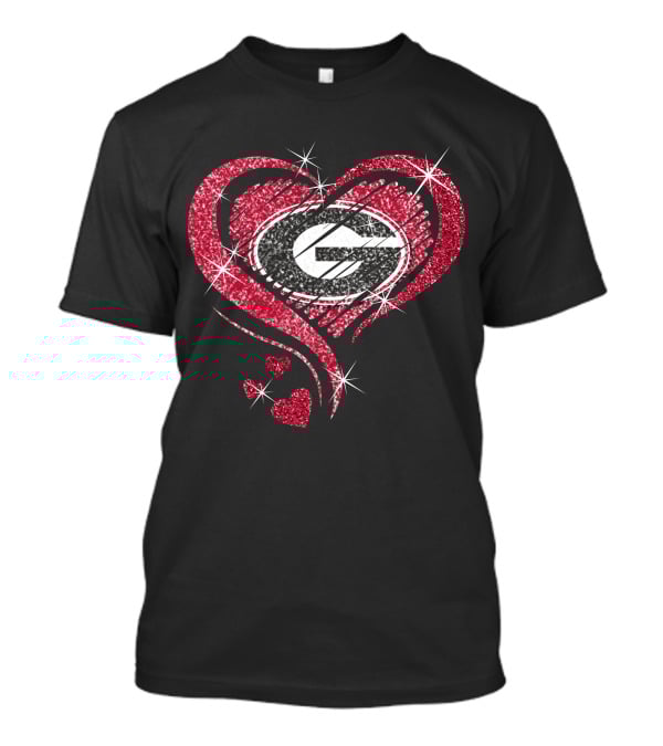 Heart Diamond Georgia Bulldogs Glitter T-Shirt