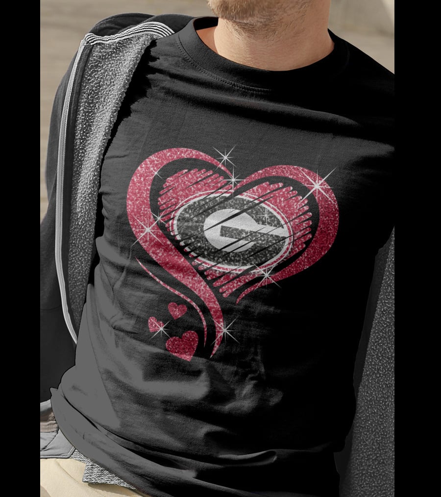 Heart Diamond Georgia Bulldogs Glitter T-Shirt