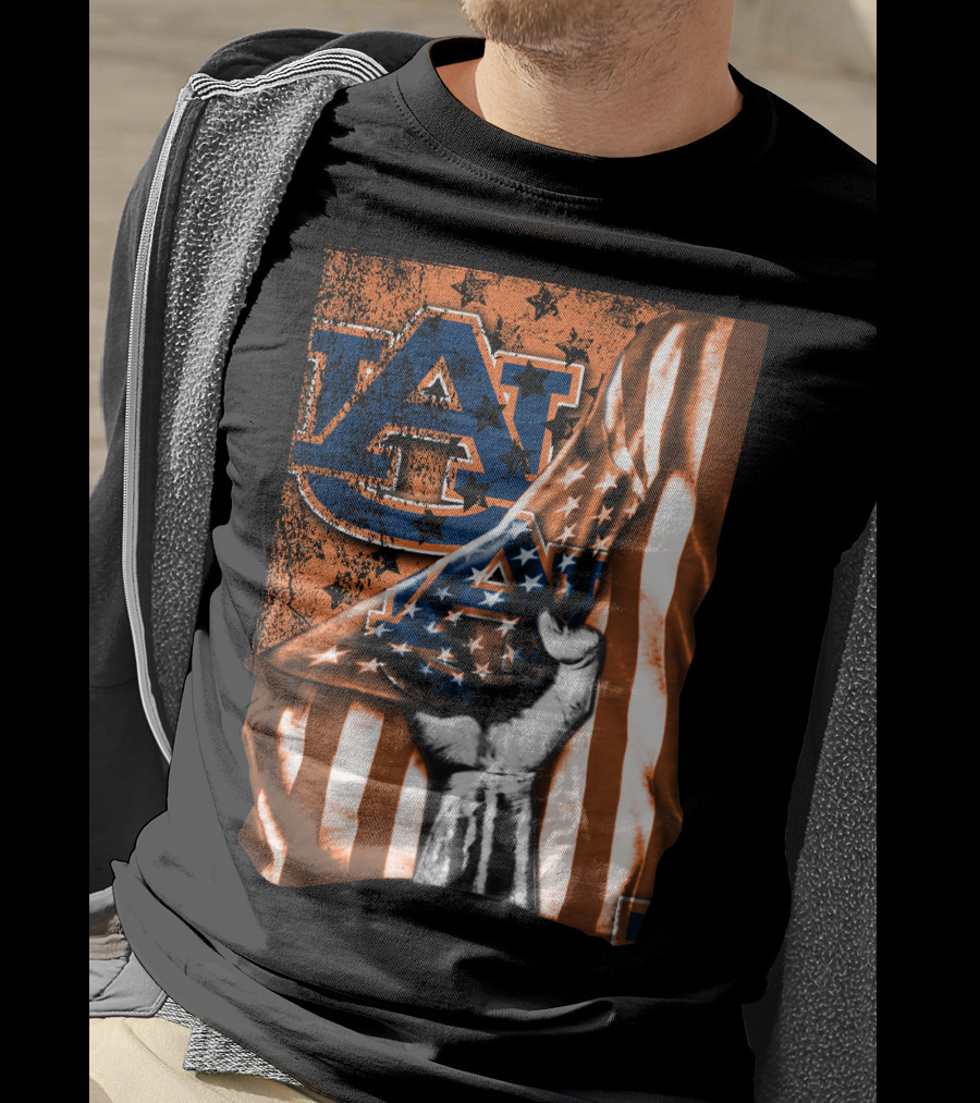 AU Logo Auburn Tigers American Flag T-Shirt