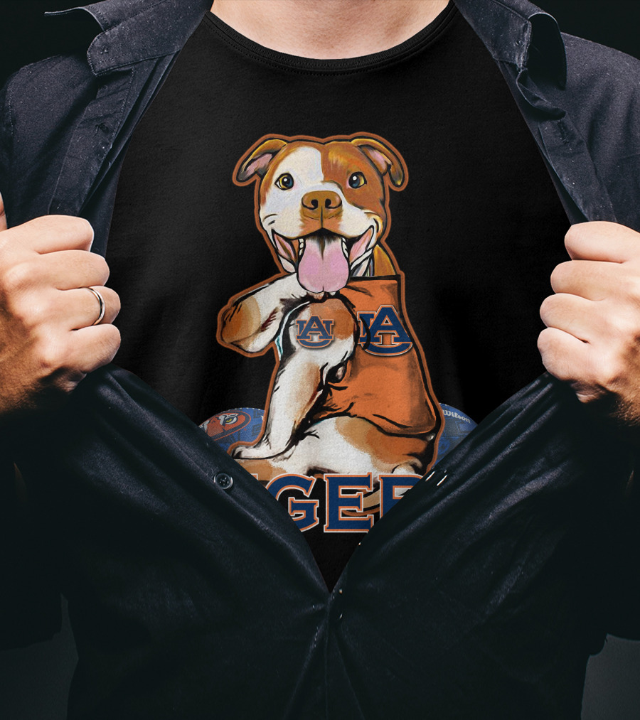 Pittbull Auburn Tigers AU Logo Football T-Shirt
