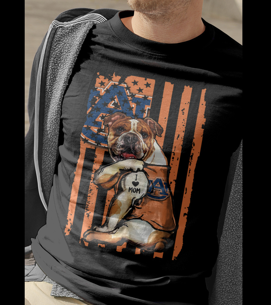 Bulldog Auburn Tigers I Love Mom T-Shirt