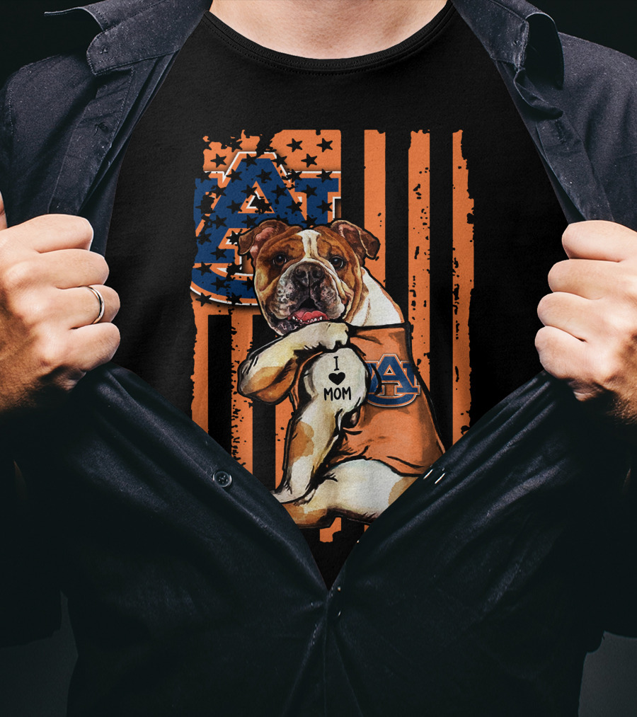 Bulldog Auburn Tigers I Love Mom T-Shirt