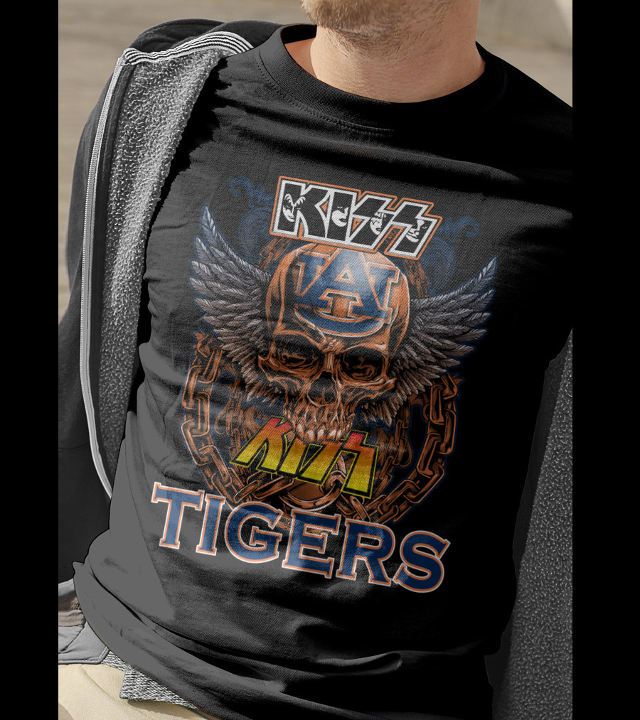 Kiss Auburn Tigers Skull Wings T-Shirt