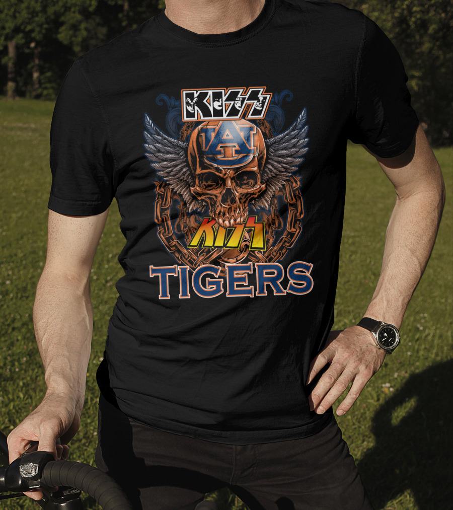 Kiss Auburn Tigers Skull Wings T-Shirt