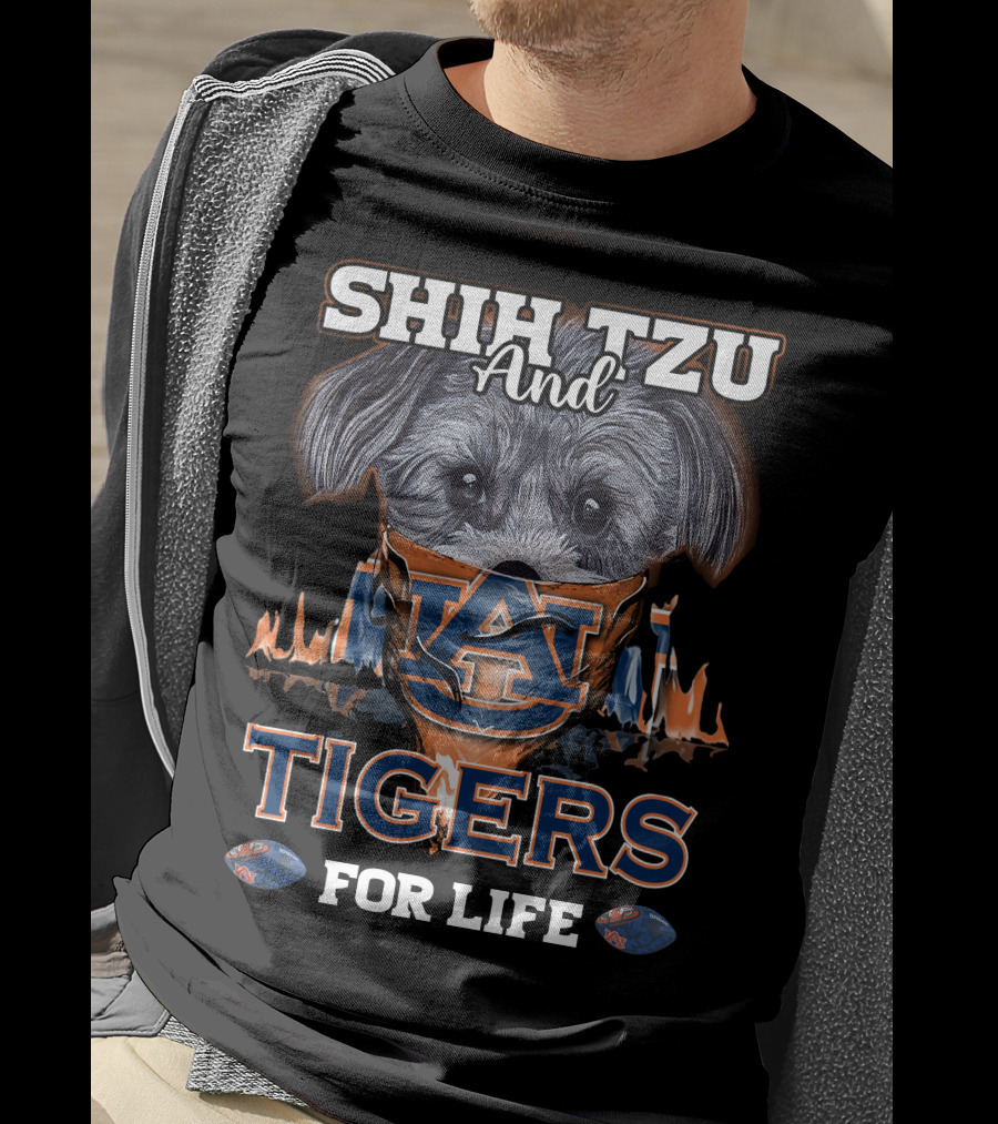 Shih Tzu And Auburn Tigers For Life T-Shirt
