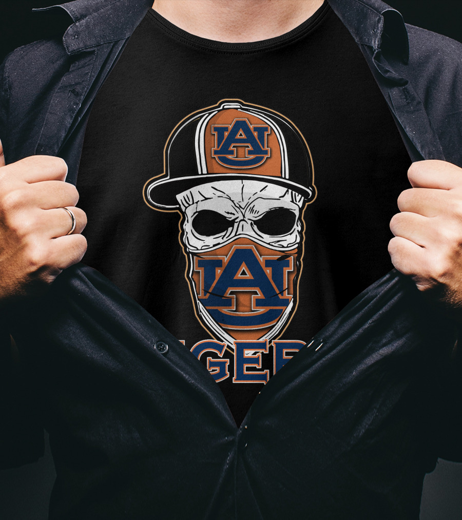 Auburn Tigers Skull Hat T-Shirt