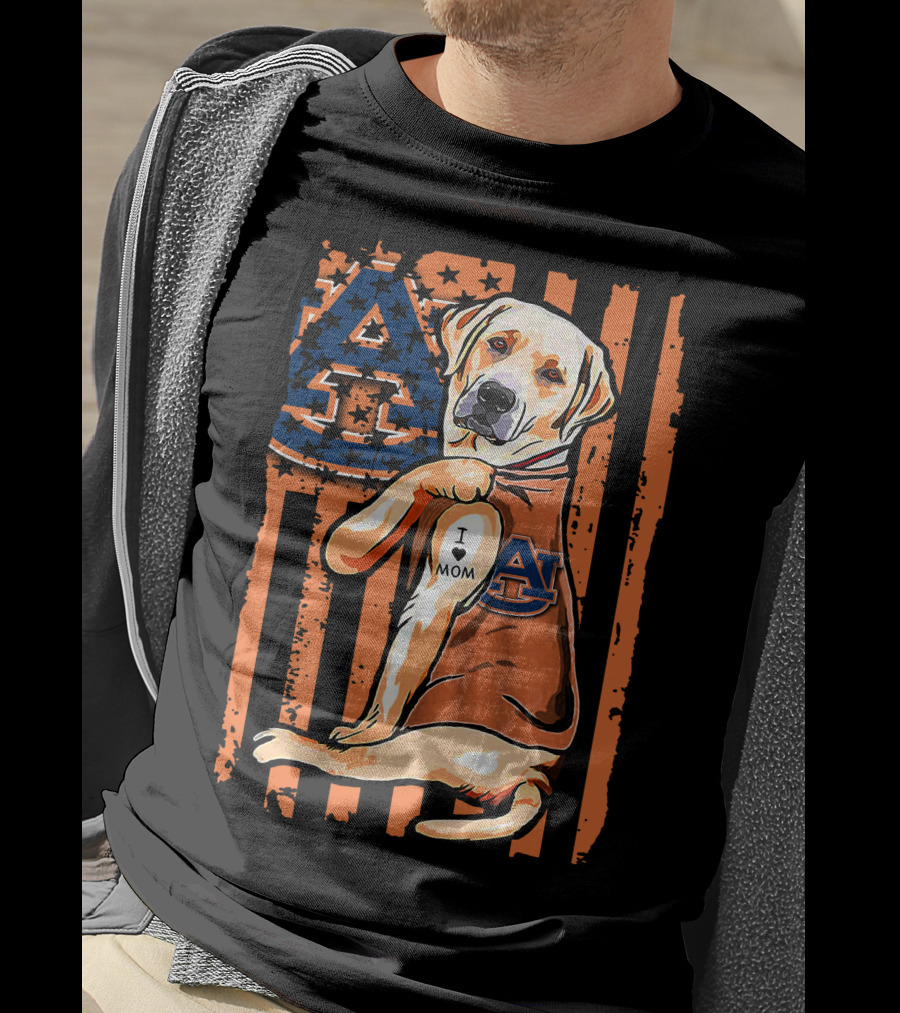 Labrador Retriever I Love Mom Auburn Tigers T-Shirt