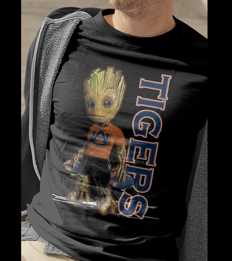 Groot Auburn Tigers University Sports Fan Character T-Shirt