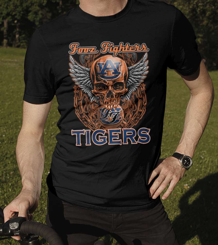 Fooz Fighters Auburn Tigers Winged Skull Iconic AU T-Shirt