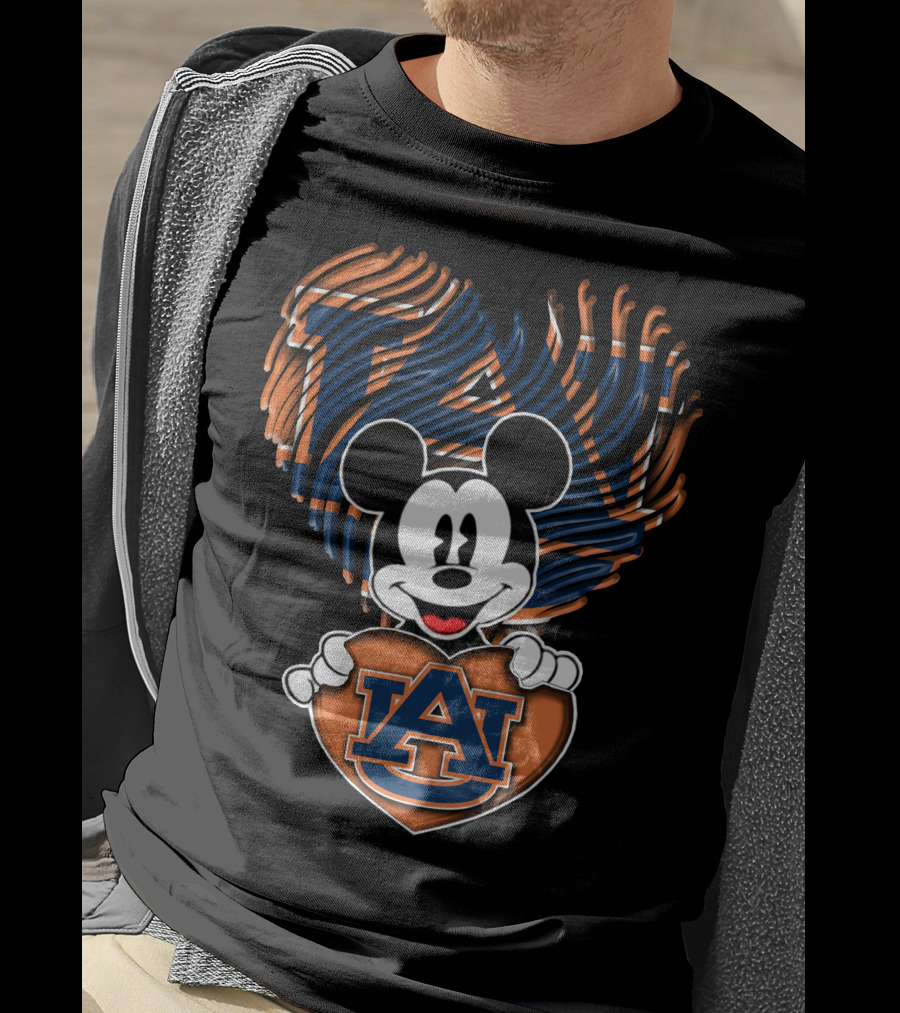 Mickey Mouse Auburn Tigers Heart With Auburn University T-Shirt