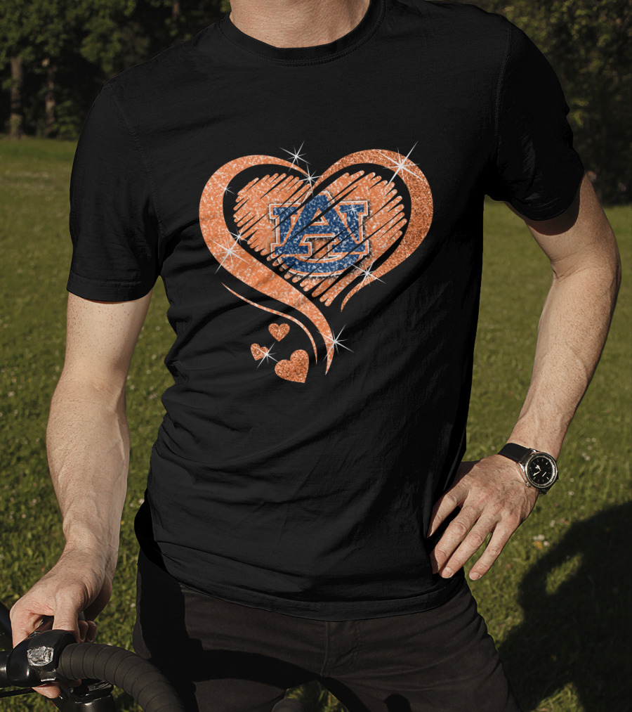 Auburn Tigers Glitter Heart T-Shirt