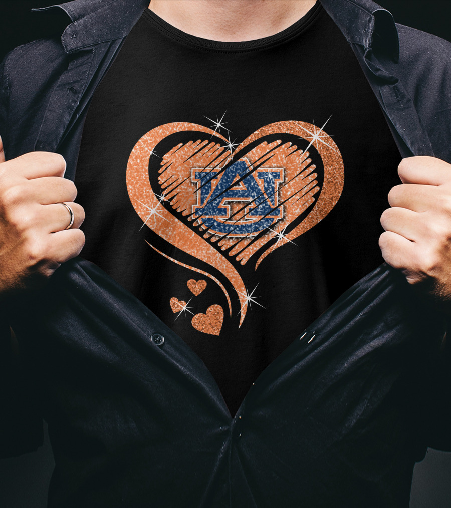 Auburn Tigers Glitter Heart T-Shirt