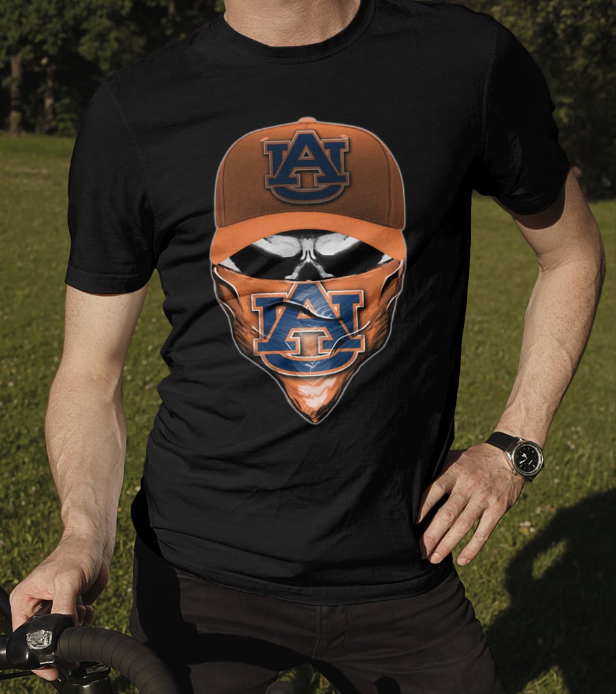 Skull Auburn Tigers AU Face Cover Cap T-Shirt