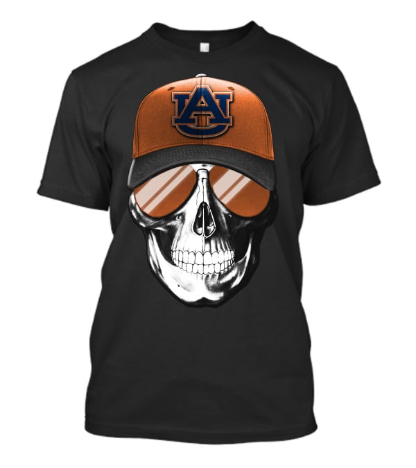 Auburn Tigers Skull With Cap And Sunglasses T-Shirt