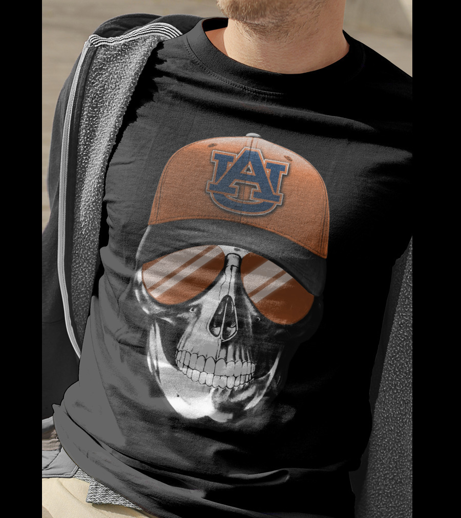 Auburn Tigers Skull With Cap And Sunglasses T-Shirt