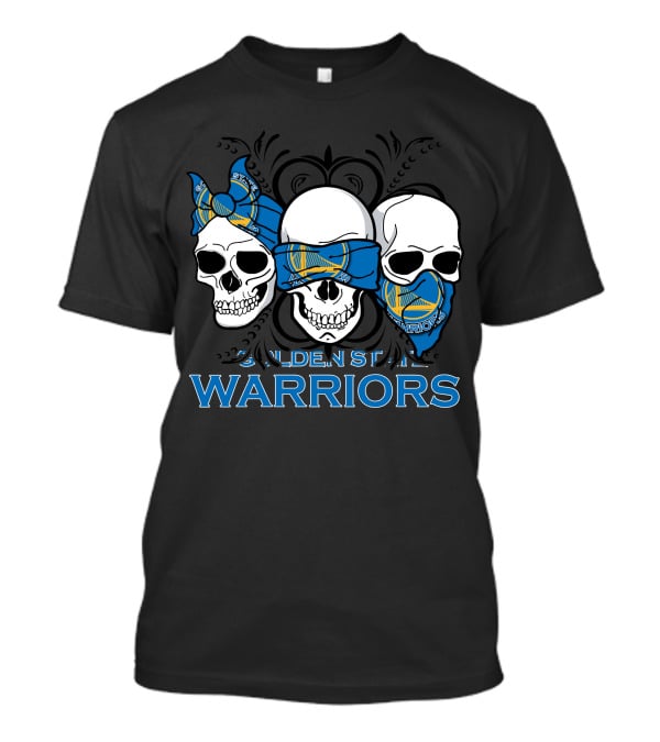 3 Skull Golden State Warriors Bandana T-Shirt