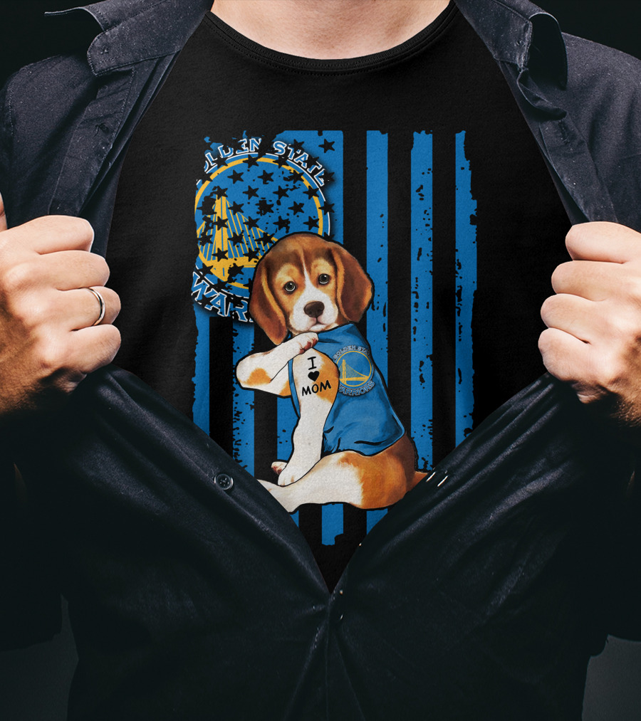 Beagle I Love Mom Golden State Warriors Basketball Puppy T-Shirt