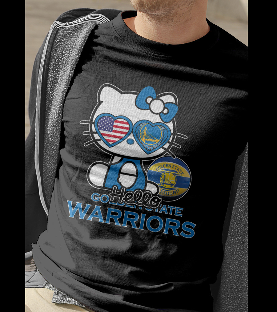 Hello Kitty Golden State Warriors USA Heart Glasses T-Shirt