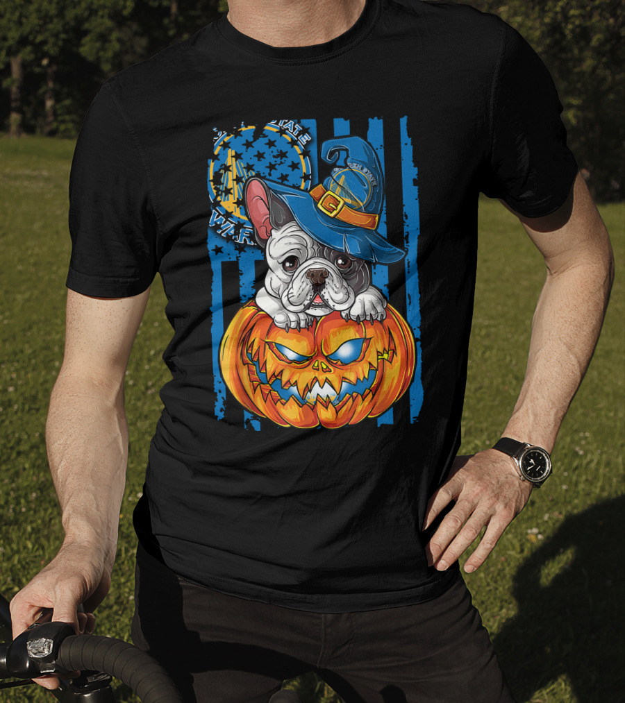 Bulldog Witch Hat Pumpkin Halloween Golden State Warriors T-Shirt
