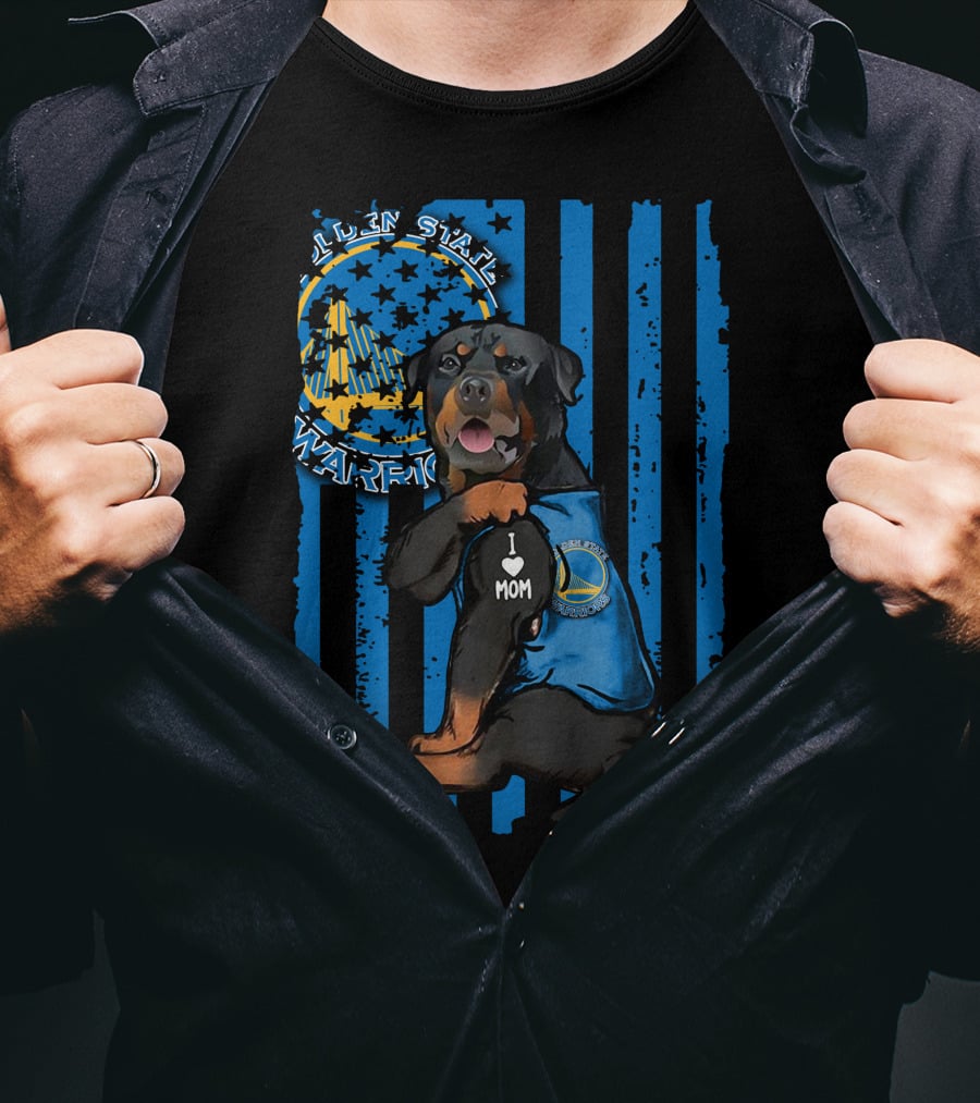 Rottweiler I Love Mom Golden State Warriors Fan T-Shirt