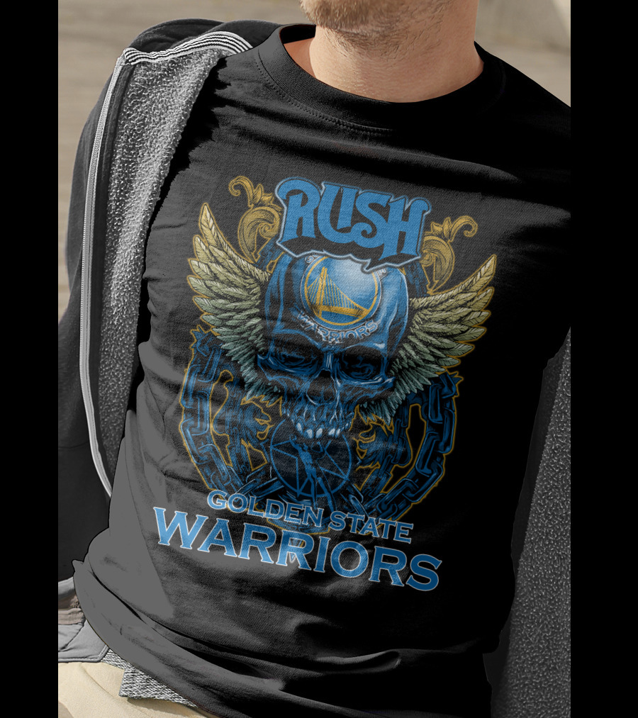 Rush Golden State Warriors Skull Wings Shield T-Shirt