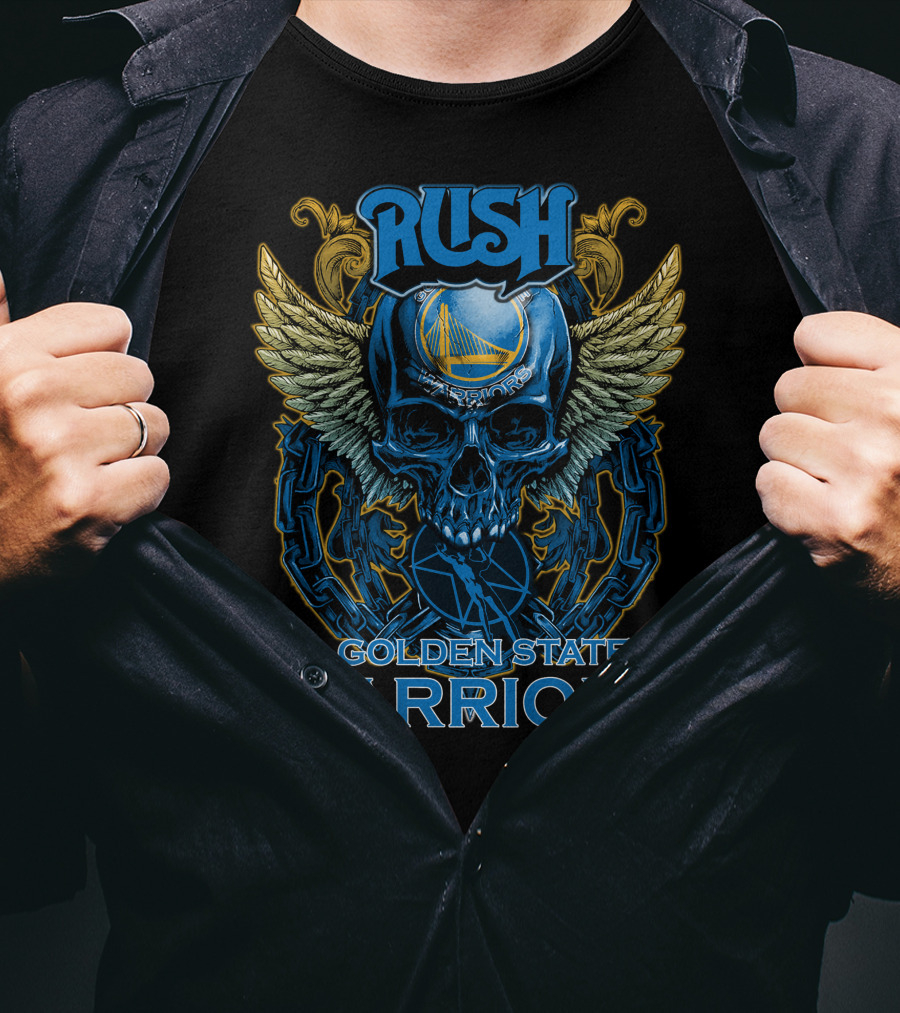 Rush Golden State Warriors Skull Wings Shield T-Shirt