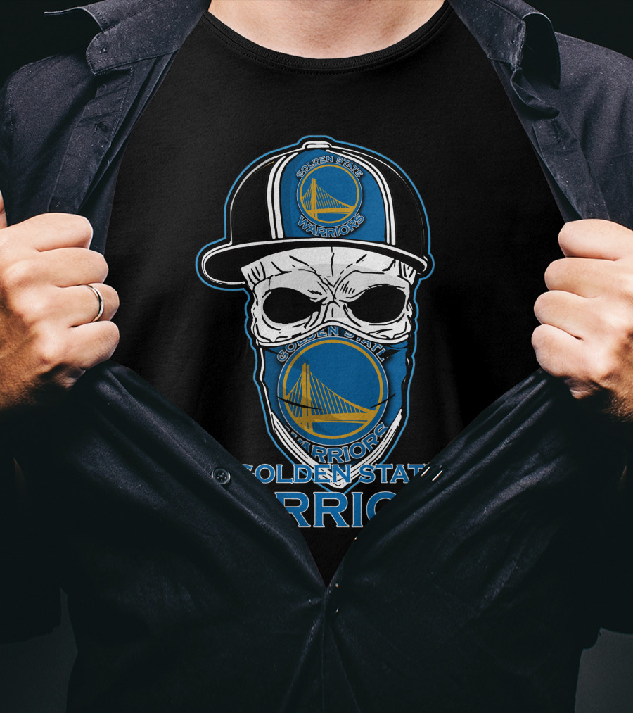 Golden State Warriors Skull Hat T-Shirt