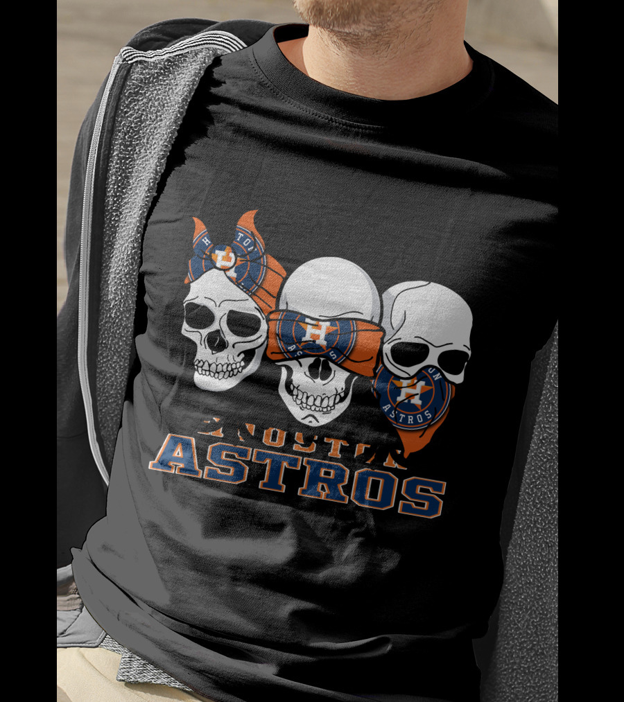 3 Skull Houston Astros Bandana Trio T-Shirt