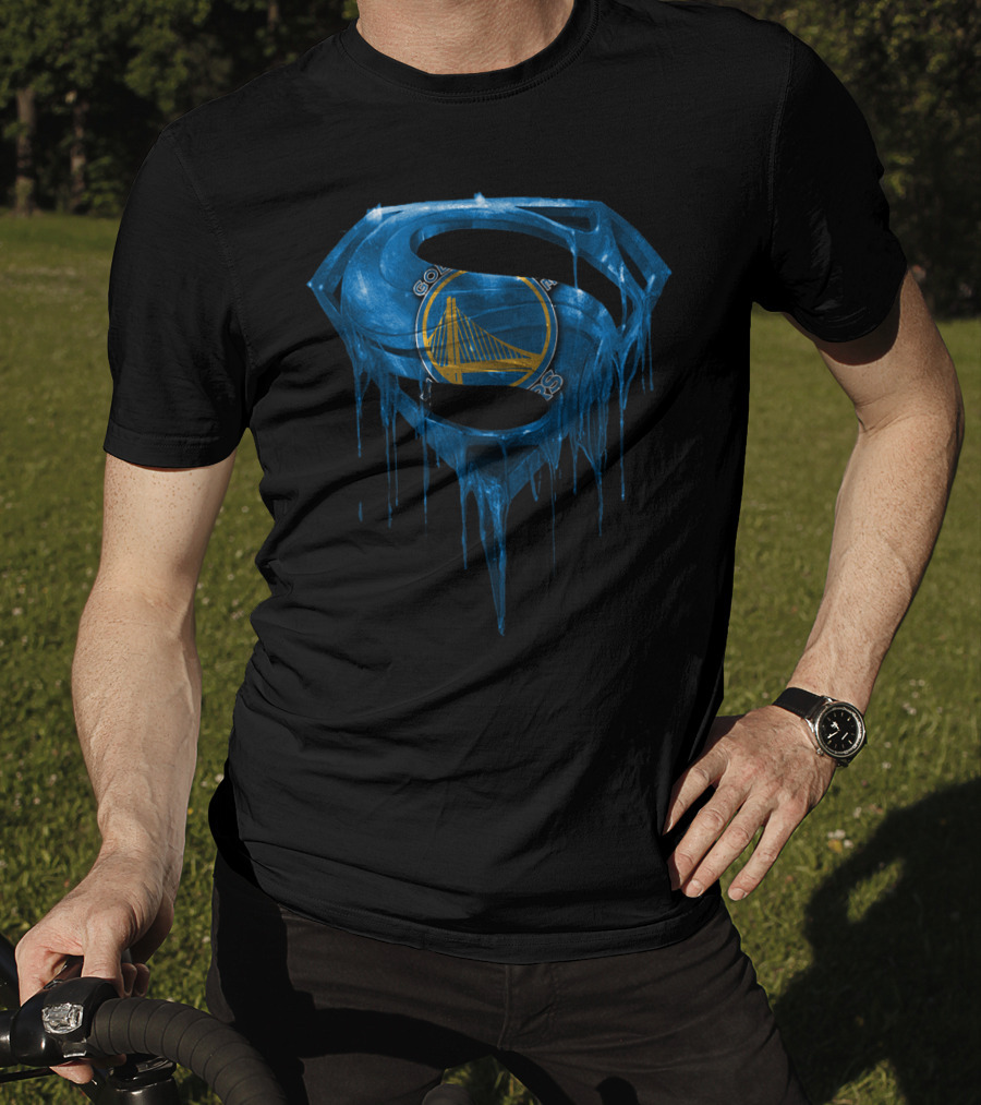 Golden State Warriors Superman Logo Dripping Effect T-Shirt