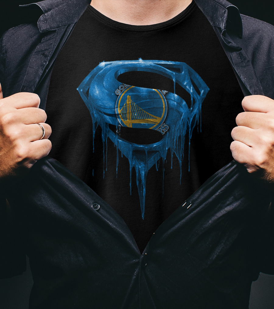 Golden State Warriors Superman Logo Dripping Effect T-Shirt