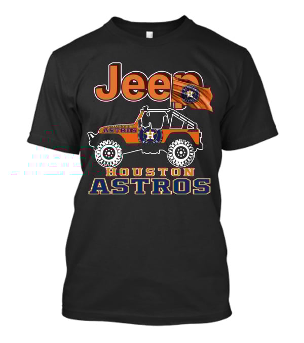 Jeep Houston Astros Off-Road Vehicle With Logo And Flag T-Shirt