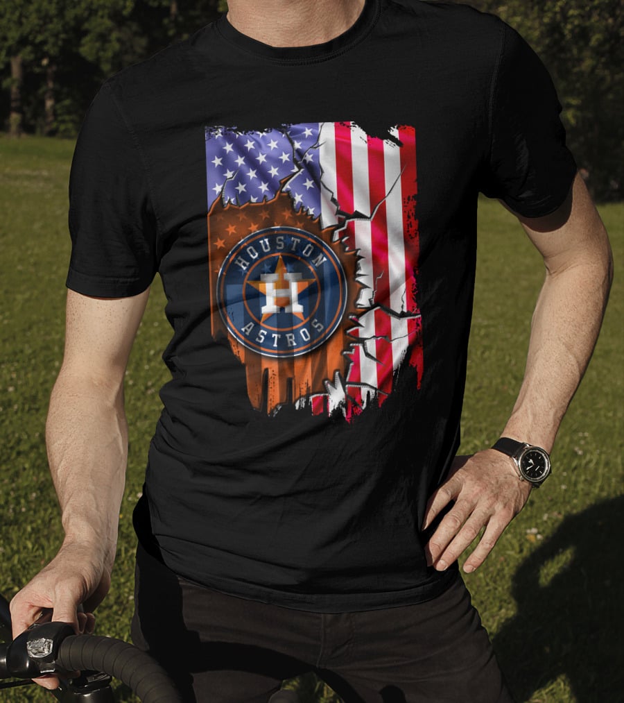 Houston Astros American Flag Tear T-Shirt