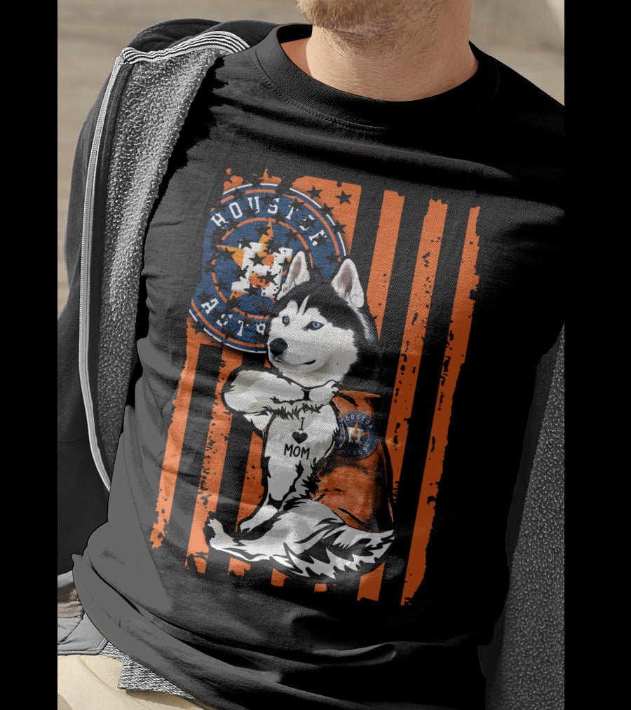 Siberian Husky Houston Astros Mom Flag T-Shirt