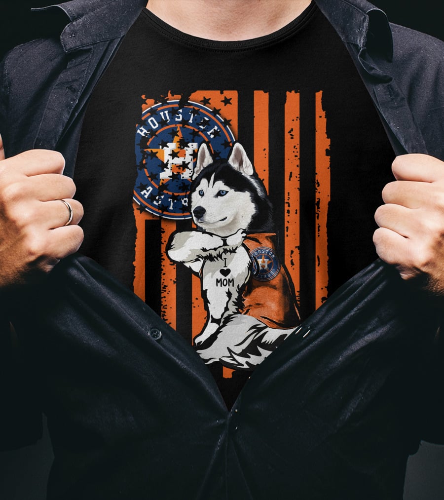 Siberian Husky Houston Astros Mom Flag T-Shirt