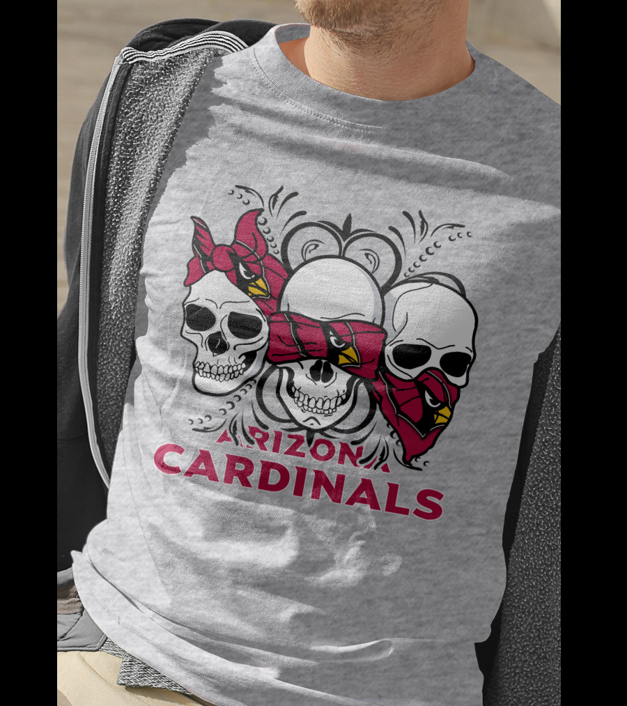 Arizona Cardinals Three Skulls Bandana T-Shirt