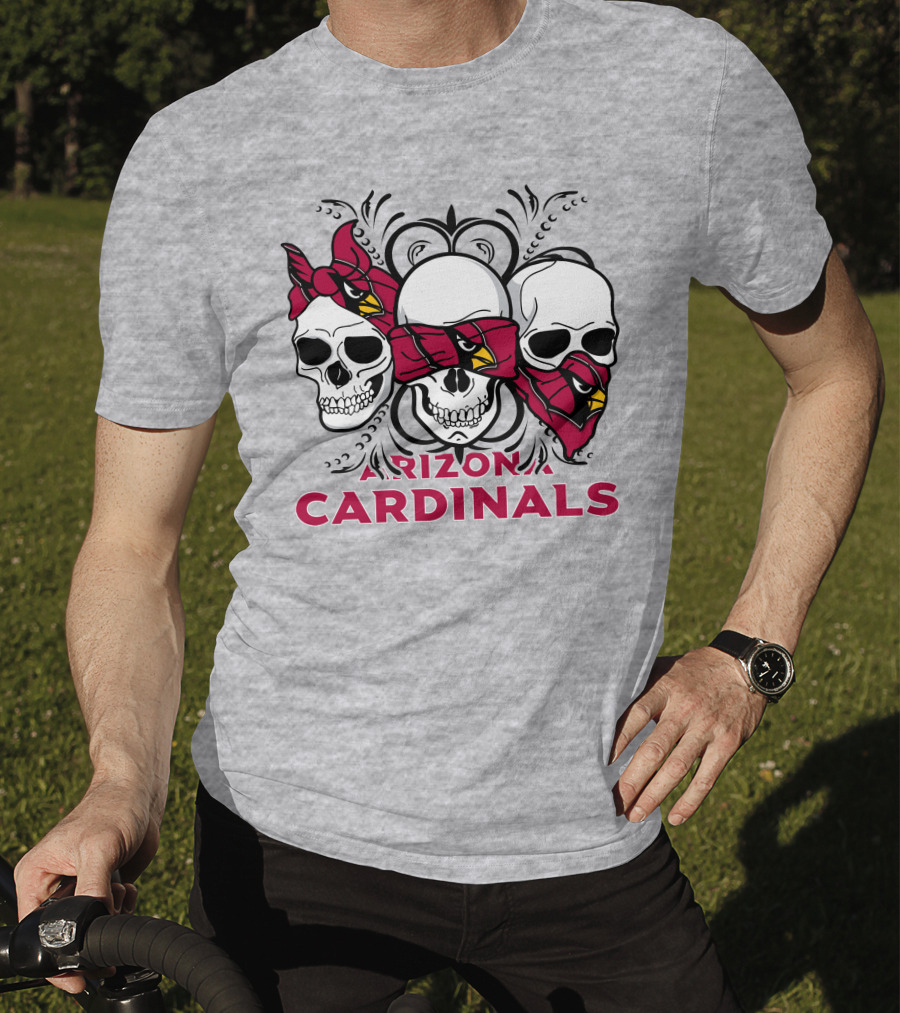 Arizona Cardinals Three Skulls Bandana T-Shirt