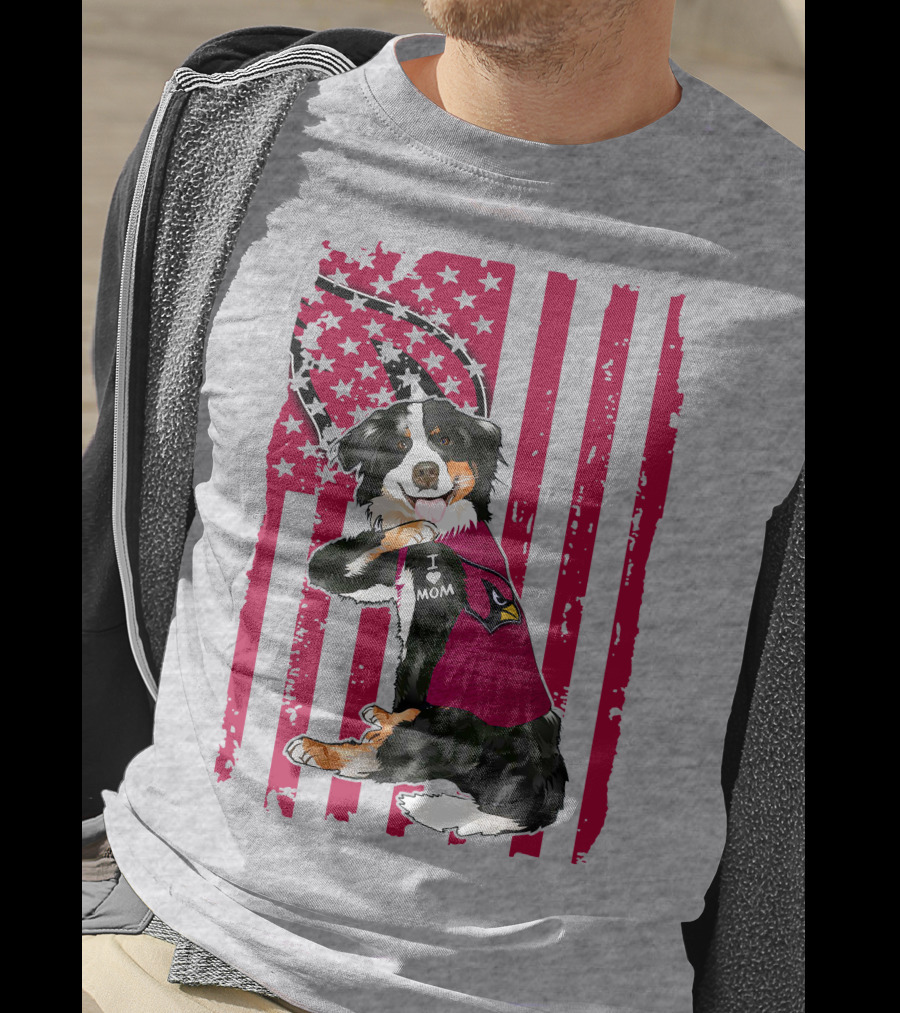 Border Collie I Love Mom Arizona Cardinals T-Shirt