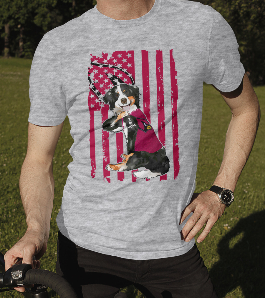 Border Collie I Love Mom Arizona Cardinals T-Shirt