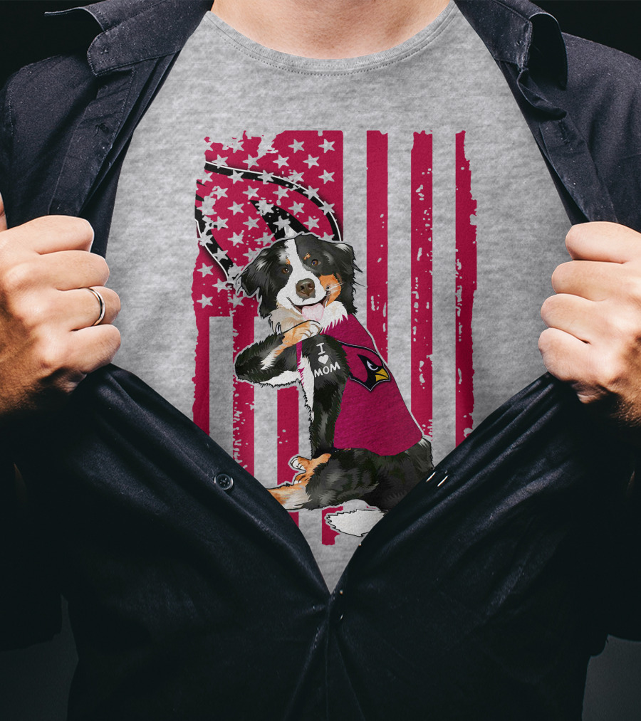 Border Collie I Love Mom Arizona Cardinals T-Shirt