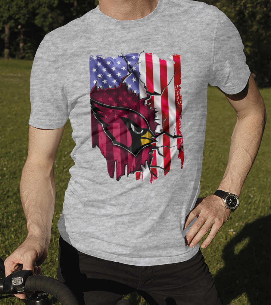 USA Flag With Arizona Cardinals T-Shirt