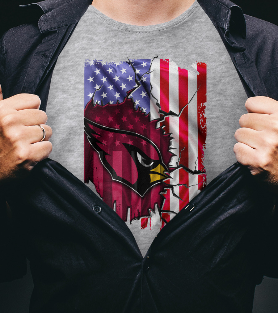 USA Flag With Arizona Cardinals T-Shirt