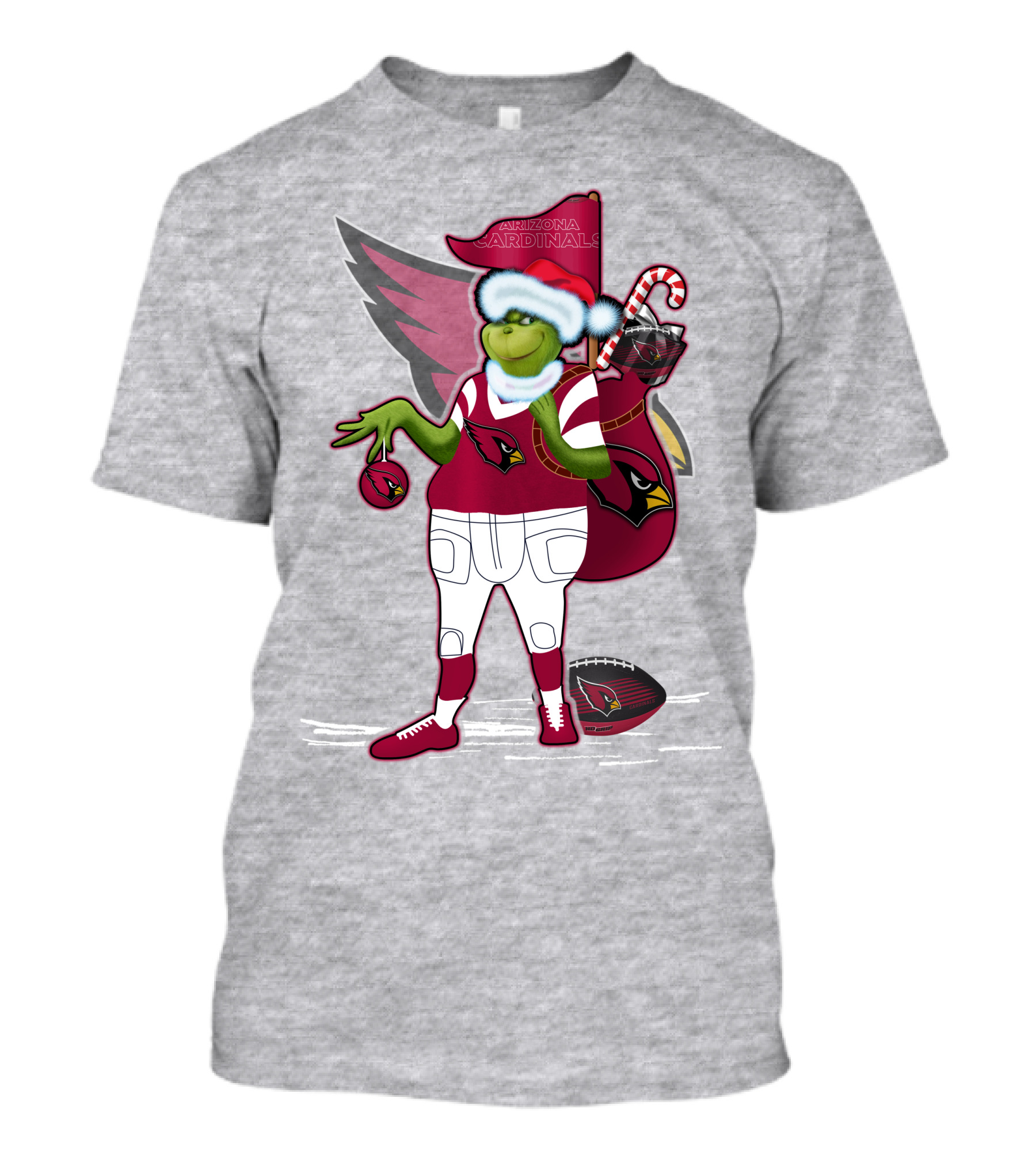 Grinchxmas Arizona Cardinals Christmas Football Fan Holiday Spirit T-Shirt