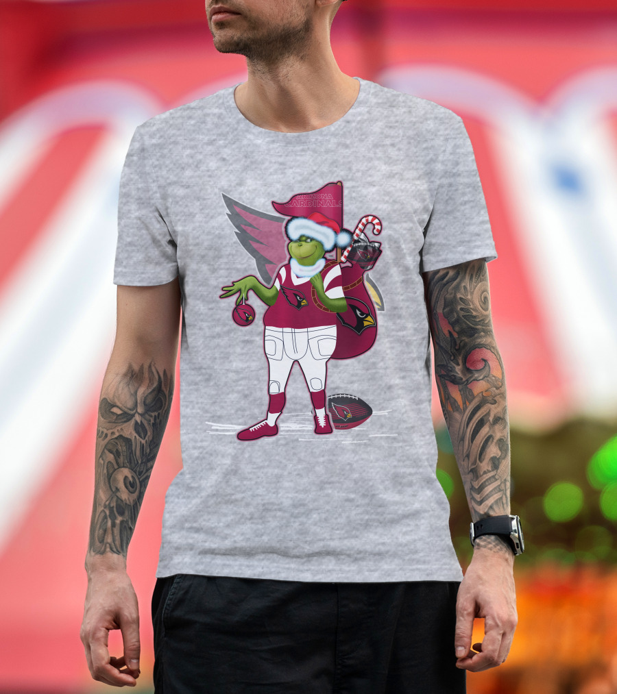 Grinchxmas Arizona Cardinals Christmas Football Fan Holiday Spirit T-Shirt
