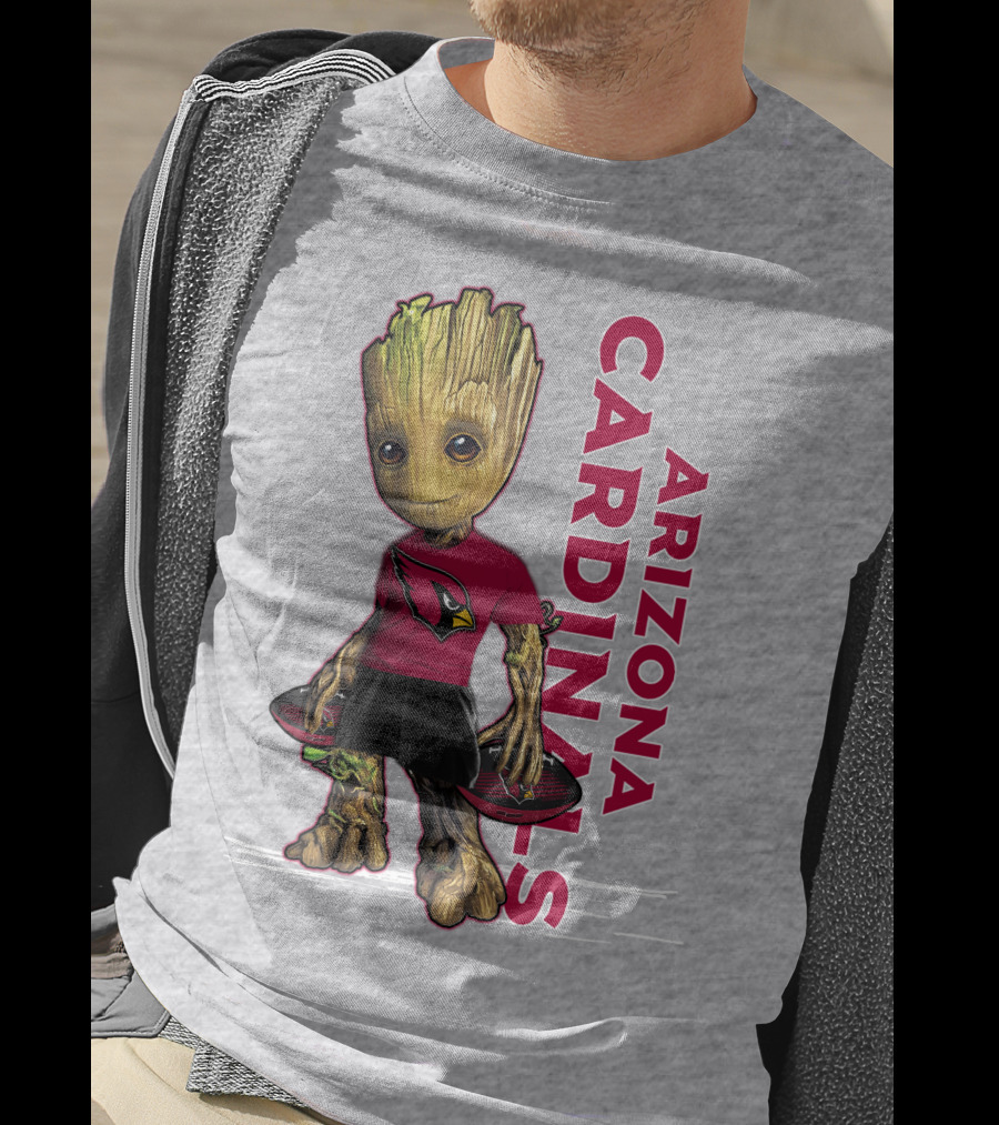 Groot Arizona Cardinals NFL Fan Art With Team Logo And Character T-Shirt